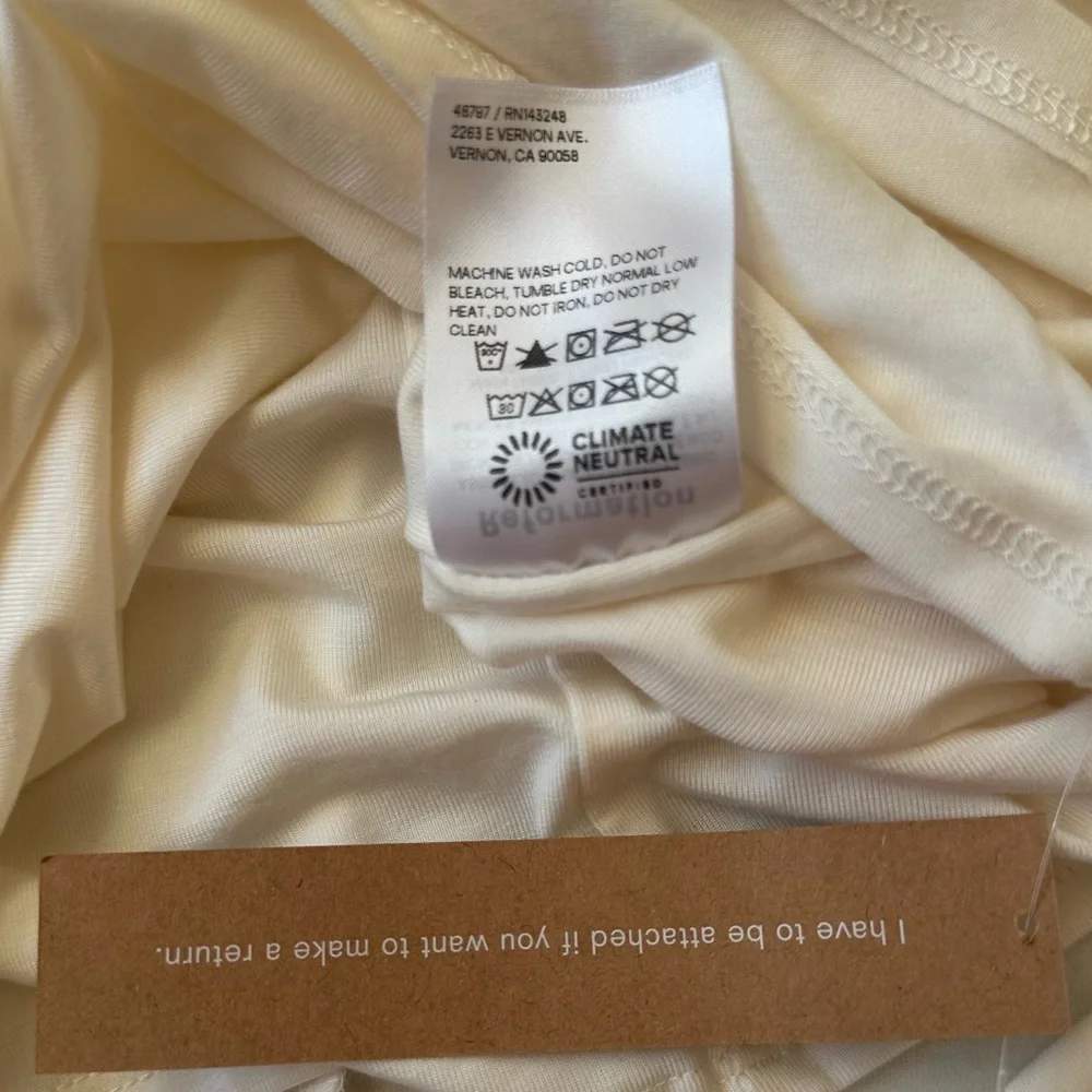 Reformation x Laura Harrier Etta Strapless Knit Bodycon Midi Dress Cream L NWT